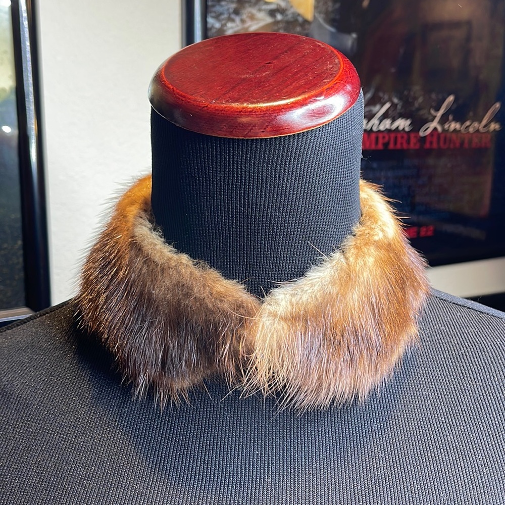 Vintage Brown Mink Fur Collar 16”